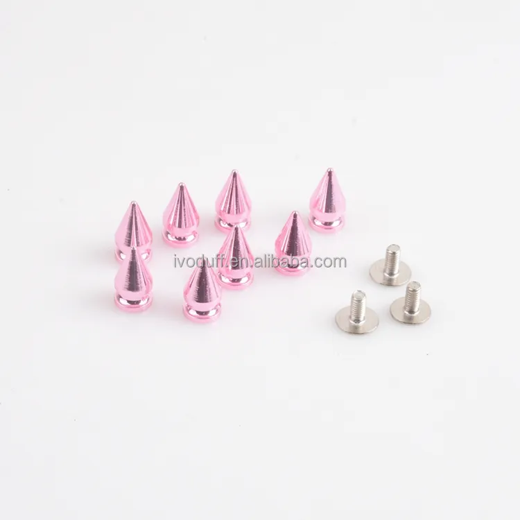 Metal pembe 6x14mm vidalı koni Punk perçin Spike Stud perçinler dekoratif