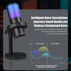 Microphone à condensateur de jeu MS15 Kit de vlogging avec écran anti-pop Taux <span class=keywords><strong>d</strong></span>'échantillonnage 192 kHz Sans pilote Lumière RVB Microphone de bureau pour Youtube - Product Image 4