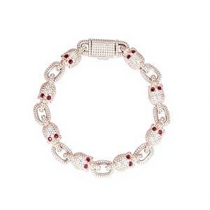 Glamorosa Pulsera de Diamantes en Plata 925 con Rubíes y Diamantes Cultivados en Laboratorio de Corte Brillante Redondo - Product Image 1