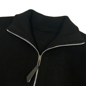 高品質リブニットニットカーディガンサイドポケット付きターンダウン襟タートルネックフロントジップアップジャケットセーターカーディガン - Product Image 4