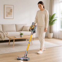 Aspirateur balai sans fil tout-en-un, super aspiration, léger, brosse anti-emmêlement LED, sécheur, filtre HEPA, certifié CE/CB