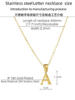 Collar de acero inoxidable chapado en oro para niños, cadena con colgante de 26 letras, 18k
