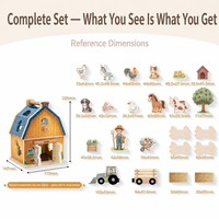 Jouet de ferme en bois en forme de grange, trieur de formes, animaux, tracteur, figurines de fermiers, jeu éducatif d'imitation pour tout-petits UBM YM-145 CE CPC