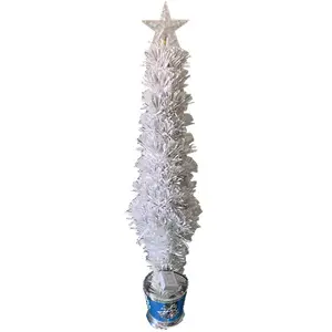 预装白色仿真迷你圣诞树，配有高端人造和白色星星装饰