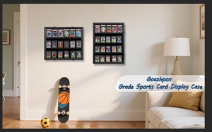 Boîte de présentation murale moderne en bois pour cartes sportives (basketball, football, hockey) avec protection UV – Motif floral - Product Image 6