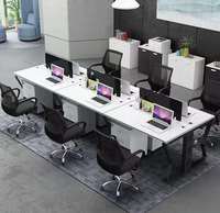 Meubles de bureau de luxe au design moderne, en bois, métal et acier, poste de travail cubique pour ordinateur de bureau pour 3 personnes