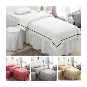 Meilleure vente Ensemble de drap de jupe de lit à volants matelassé de salon de beauté Jupes de lit couvre jupe Drap de lit
