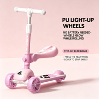 Trottinette pour tout-petits avec siège pliable, design panda, roues lumineuses en PU, frein arrière, plateau PP+GF, TPE, 50 kg