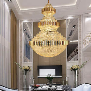 Staircase decorative Big Hanging Light Hotel living room villa Luxury Traditional large crystal Gold <b>chandelier</b> - Product Image 3