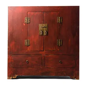 Chinês antiguidade coletado quarto armário antigo pintado madeira armário guarda-roupa
