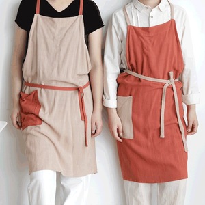Cotton Color-Blocked Bib Apron Machine Washable For Home Daily Use - Product Image 2