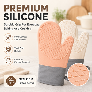 Gants en silicone épais à double couche, résistants à la chaleur, isolants, pour four à micro-ondes, cuisson, avec deux doigts libres, compatibles lave-vaisselle - Product Image 5