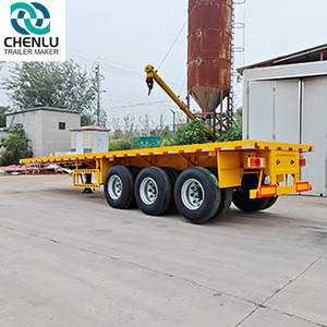 Nhà máy mới được sử dụng vận chuyển <span class=keywords><strong>20ft</strong></span> 40 ft 2 3 4 trục phẳng giường <span class=keywords><strong>Trailer</strong></span> phẳng <span class=keywords><strong>container</strong></span> bán xe tải rơ moóc - Product Image 3