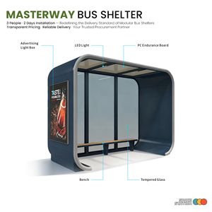 Abri extérieur d'autobus de cadre incurvé avec le <span class=keywords><strong>panneau</strong></span> et l'allocation des places publicitaires intégrés - Product Image 2