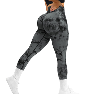 Best-seller transfrontalier : Leggings de yoga tie-dye sans couture à motif <span class=keywords><strong>smiley</strong></span>, taille haute, effet galbant fessier, ultra-extensibles pour l'entraînement - Product Image 1