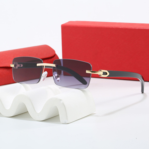 2025 New Arrival Luxury Brand Square Designer <strong>Sunglasses</strong> Buffalo Horn Frames Uv400 <strong>Rimless</strong> <strong>Sunglasses</strong> - Product Image 4