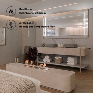 MEISU.CH Design – Insert mural élégant en verre pour foyer à <span class=keywords><strong>bio</strong></span>éthanol, chauffage intérieur sans fumée à combustible réel, cheminée à alcool - Product Image 2