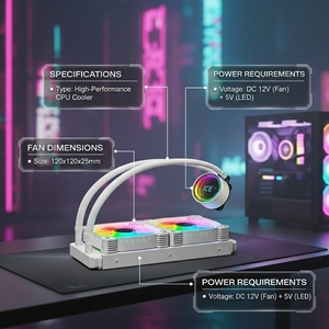 Ventilador <span class=keywords><strong>de</strong></span> CPU Everflow <span class=keywords><strong>para</strong></span> PC, <span class=keywords><strong>Enfriador</strong></span> <span class=keywords><strong>de</strong></span> <span class=keywords><strong>Agua</strong></span> <span class=keywords><strong>de</strong></span> 360 mm, Ventilador ARGB, Radiador <span class=keywords><strong>de</strong></span> Refrigeración <span class=keywords><strong>para</strong></span> Caja <span class=keywords><strong>de</strong></span> Ordenador, Ventiladores RGB con <span class=keywords><strong>Base</strong></span> <span class=keywords><strong>de</strong></span> Cobre, Vida Útil <span class=keywords><strong>de</strong></span> 100.000 Horas - Product Image 3