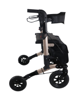 Déambulateur pliable léger en aluminium avec porte-kanne, sac spacieux, dossier amovible et hauteur réglable