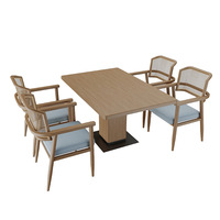 Ensemble table et chaises de salle à manger en bois massif, style chinois minimaliste moderne, personnalisable, non pliable, pour restaurant, hôtel et restauration