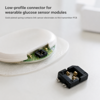 Connecteur de capteur de glucose médical Ieeton à 3 broches, profil ultra-plat de 1,5 mm, pour transmetteur CGM portable, plaqué or, SMT, OEM