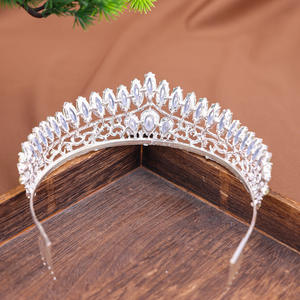 Couronne de diadèmes de couleur argentée en cristal baroque avec peigne diadème en <span class=keywords><strong>strass</strong></span> pour bandeaux de mariée royale accessoires de cheveux de mariage - Product Image 5