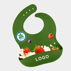 Bavoir bébé en silicone imperméable, facile à nettoyer, motif imprimé, pour tout-petits, tablier repas, logo personnalisé, vente en gros - Product Image 1