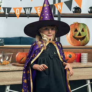 Disfraz de Bruja Infantil para Halloween, Capa de Cinco Estrellas para Niños y Adultos - Product Image 4