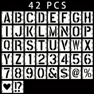 Kit de 42 pochoirs réutilisables de 2 pouces pour gâteaux, lettres, symboles et chiffres, avec modèles d'alphabet imbriqués pour la peinture - Product Image 1