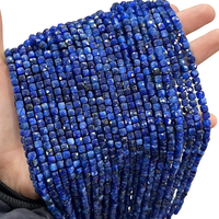 Perles cubiques facettées en améthyste et lapis-lazuli naturel semi-précieux de 4*4 mm pour la fabrication de bijoux, perles de pierre taillées carrées facettées
