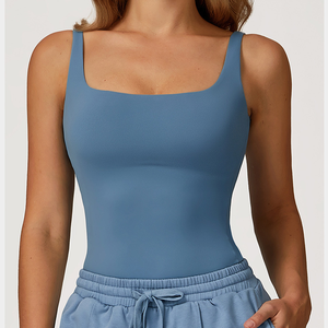 Fashion Gym <strong>Vest</strong> Women Great Stretchy Double Layer Yoga <strong>Tops</strong> <strong>With</strong> <strong>Built</strong> <strong>in</strong> <strong>Bra</strong> Private Custom Label Quick Dry Gym Yoga Wear - Product Image 1