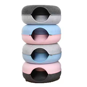 Fábrica personalizada fieltro redondo desmontable túnel mascota gato casa para todas <span class=keywords><strong>las</strong></span> estaciones y animales cueva - Product Image 5