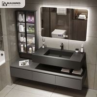 Meuble-lavabo fonctionnel en quartz pour salle de bain en pierre artificielle Meuble-lavabo pour salle de bain