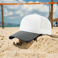 Casquette de baseball personnalisée pour sports de plein air, à cinq panneaux, séchage rapide, respirante, imperméable, design bec de canard, perforations laser, en polyester recyclé