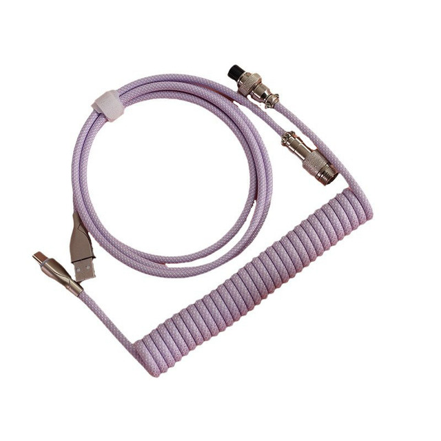 Type C USB Coiling Cable for Gaming Desktop Mechanical Keyboard With Durable Spring Design for Data Power Transfer