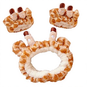 Ensemble bandeau et bracelet en tissu doux, motif <span class=keywords><strong>girafe</strong></span> mignon, pour soins du visage féminins, taille unique, maquillage et spa - Product Image 6