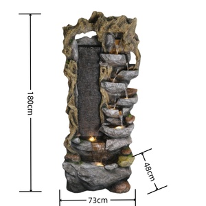 Grande fontaine de cascade en <span class=keywords><strong>pierre</strong></span> de polyrésine artificielle rougeoyante décoration extérieure de <span class=keywords><strong>jardin</strong></span> <span class=keywords><strong>avec</strong></span> le style moderne de LED - Product Image 4