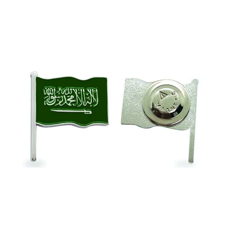 मुफ़्त डिज़ाइन कस्टम मेटल यूएई इनेमल ब्रोच सऊदी अरब 93 राष्ट्रीय दिवस उपहार लैपल पिन बैज सऊदी अरब इनेमल पिन