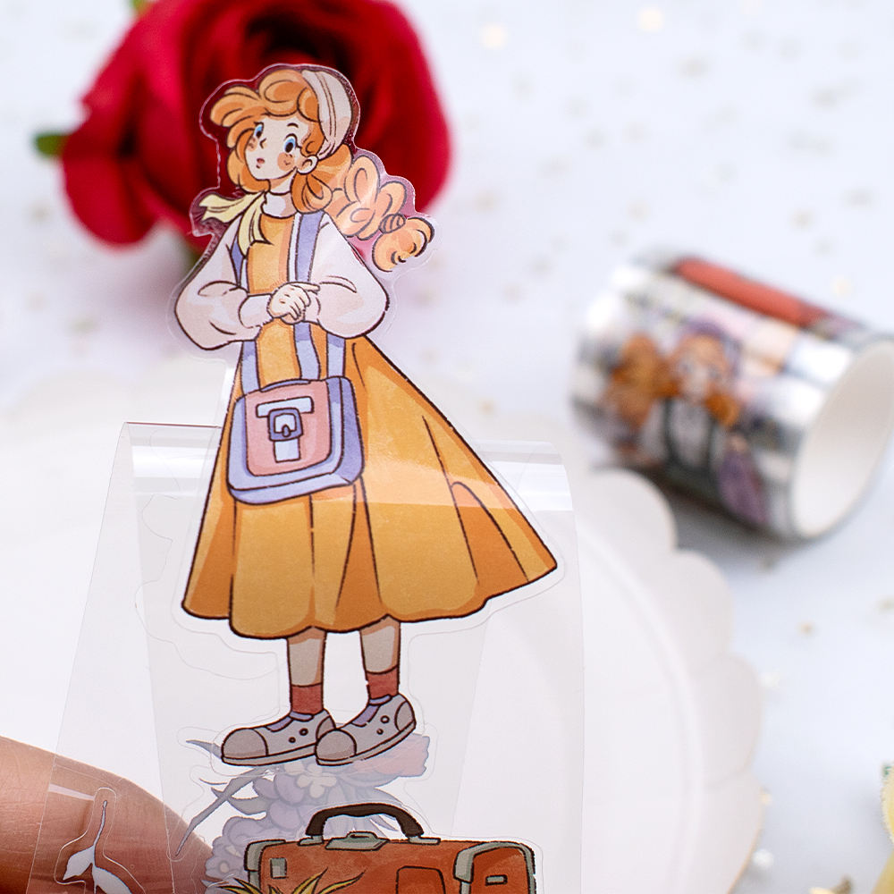 Transparent PET + precison pre cut + release line example