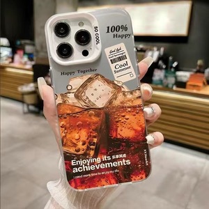 Funda para Teléfono Móvil de TPU y PC con Diseño de Cubos de Hielo y Agua Carbonatada, Electrochapada en Plata, para iPhone Xr, Xs, 11, 12, 13, 14, 15, 16, 17, 18 Pro Max - Product Image 1