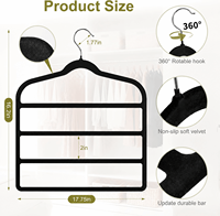 Perchas para Pantalones Ledol de 4 Niveles, de Terciopelo, con Gancho Giratorio de 360 Grados, Antideslizantes, Ahorran Espacio, Multifuncionales, para Armario y Guardarropa