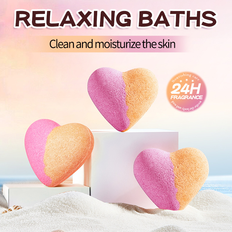 SADOER High Quality Deep Cleansing Body Moisturizing Nourishing Exfoliating Heart Shaped Bath Salt Bomb