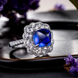 natural custom luxury Tanzanite with diamond fashion 18k Gold engagement gemstone ring for women