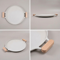 Poêle à griller en aluminium à fond d'induction blanc avec deux poignées antiadhésives pour la cuisine extérieure à la maison ustensiles de cuisine santé