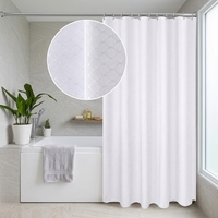 Rideau de douche en tissu polyester blanc uni, moderne, luxueux, écologique, lavable en machine, jacquard, lourd, hydrofuge
