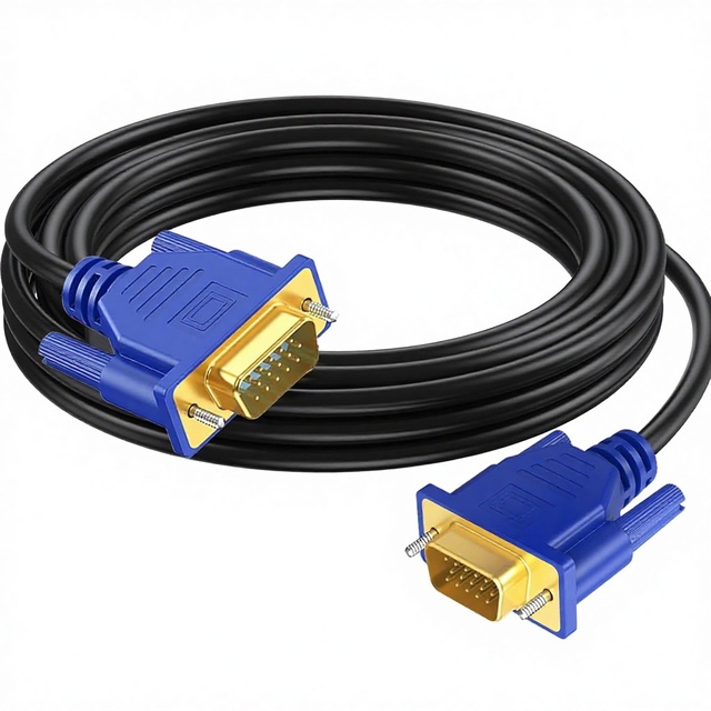 DVI VGA Cable 15 FT Gold-Plated Shielded PVC Insulation 15-Pin HD15 1080P 60Hz IP67 Computer Full HD High Resolution