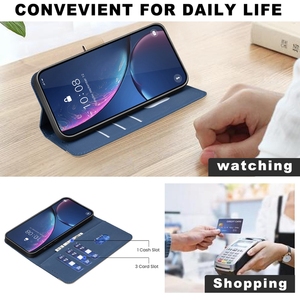 Funda de Piel Sintética con Tapa y Ranuras para Tarjetas para Tecno Spark Go <span class=keywords><strong>3</strong></span>, Funda Protectora con Soporte para Teléfono - Product Image 3