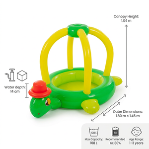 Piscine gonflable pour bébé, modèle populaire, petite tortue avec chapeau pare-soleil rouge, bateau de piscine spécialement conçu pour les nourrissons - Product Image 3