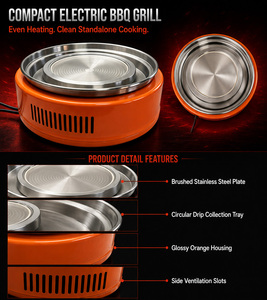 Grill électrique professionnel rond <span class=keywords><strong>autonettoyant</strong></span> Jilu pour la cuisson et la grillade, idéal pour la famille - Product Image 4