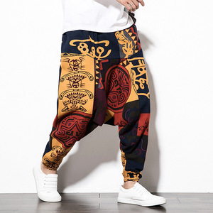 Vente en gros printemps/été 2025 nouvelle mode pantalons décontractés en coton et lin imprimés pour hommes pantalons <span class=keywords><strong>Harun</strong></span> multicolores - Product Image 4